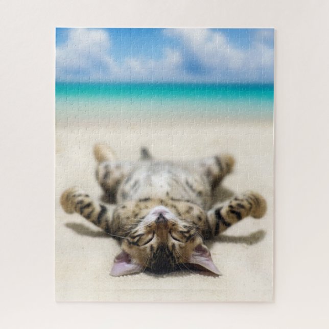 Puzzle Chat bronzage à la plage (Vertical)