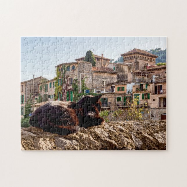 Puzzle Chat bronzage sur un mur - Valldemossa, Majorque (Horizontal)