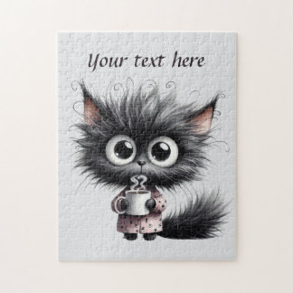 Puzzle Chat café marrant ajoutez du texte 