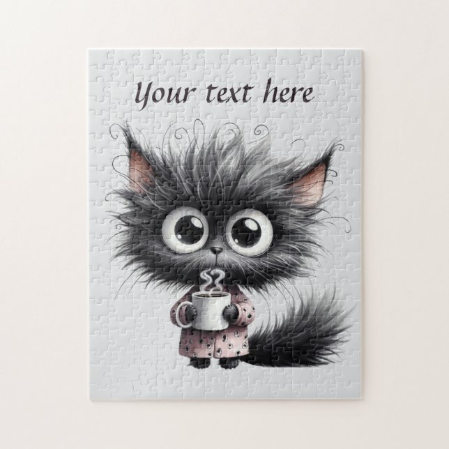 Puzzle Chat café marrant ajoutez du texte  (Vertical)
