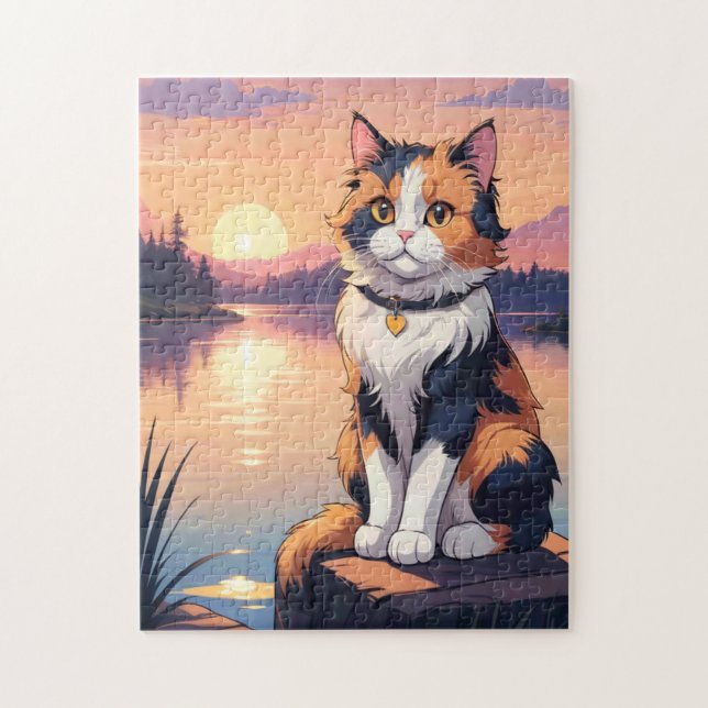 Puzzle Chat calicot (Vertical)