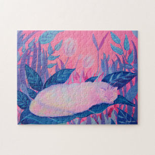 Puzzle Chat Caterpillar Rose violet Imaginaire bleu