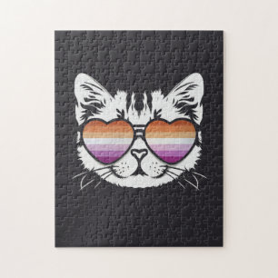Puzzle Chat cool avec lunettes Drapeau Lesbienne Drôle Sa