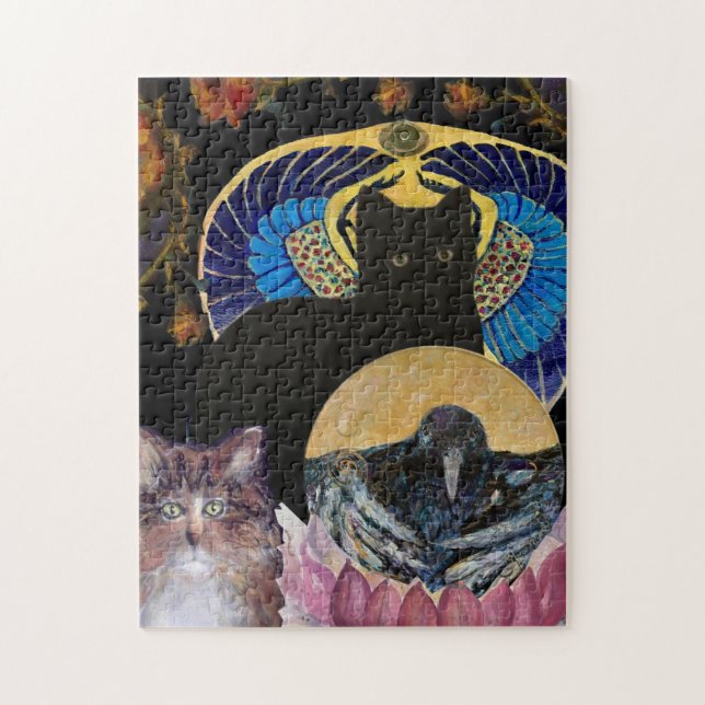 Puzzle Chat Crow Scarab Lily Maureen Girard (Vertical)