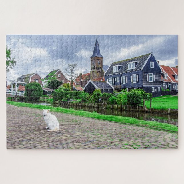 Puzzle Chat dans le village de pêcheurs traditionnel (Horizontal)