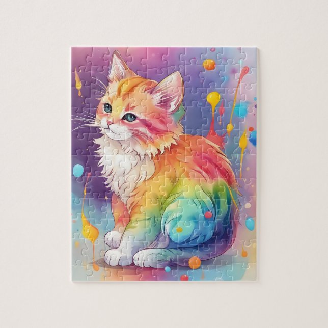 Puzzle Chat d'aquarelle de couleur (Vertical)
