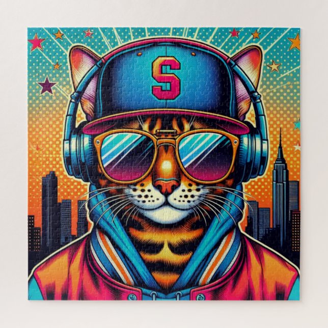 PUZZLE CHAT DE BENGAL DANS LA VILLE-6 (Vertical)