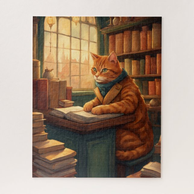 Puzzle chat de bibliothèque #14 énigme (Vertical)