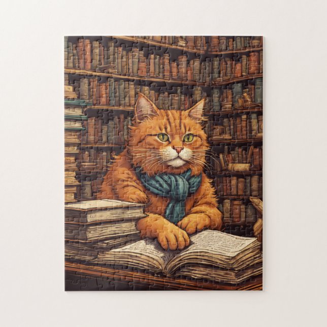 Puzzle chat de bibliothèque #17 énigme (Vertical)