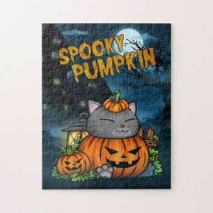 Puzzle Chat de pumpkin effrayant d'Halloween