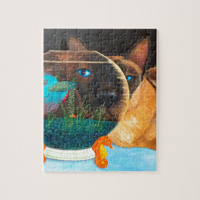 Puzzle Chat de Siamese et Betta Fish (Vertical)
