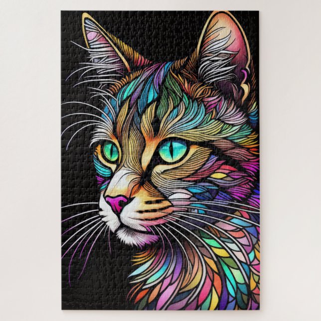 Puzzle Chat de style Verre verni aquarelle (Vertical)