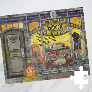 Puzzle Chat d'Halloween et Boutique de livres