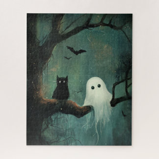 Puzzle Chat d'Halloween et fantôme