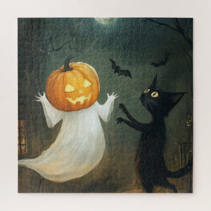 Puzzle Chat d'Halloween et fantôme
