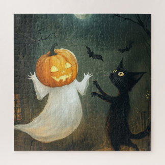 Puzzle Chat d'Halloween et fantôme