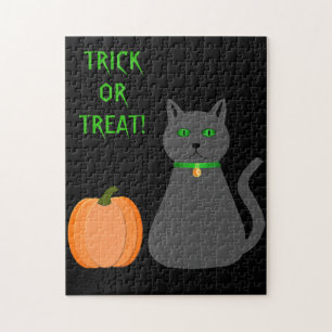 Puzzle Chat d'Halloween mignon et citrouille personnalisé
