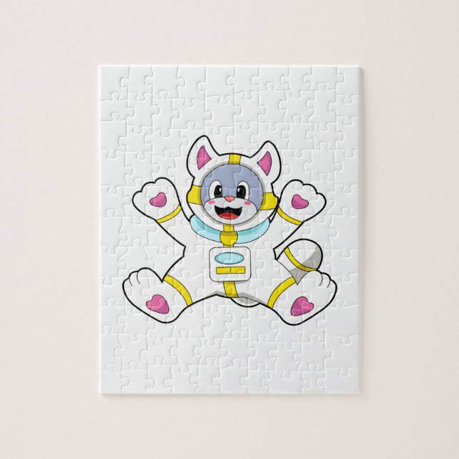 Puzzle Chat en tant qu'astronaute en costume (Vertical)