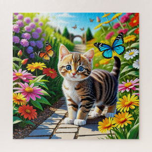 Puzzle Chat et papillons