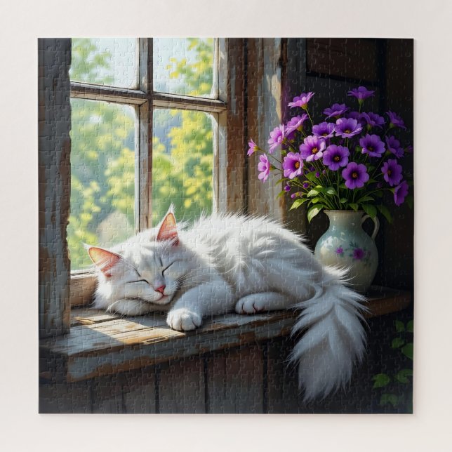 Puzzle Chat faisant la sieste sur l'appui de fenêtre | Fl (Vertical)