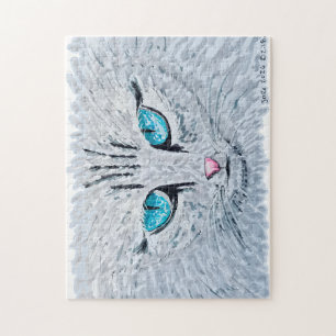 Puzzle Chat Fluffy aux Yeux Bleus