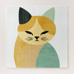Puzzle Chat géométrique minimaliste scandinave moderne
