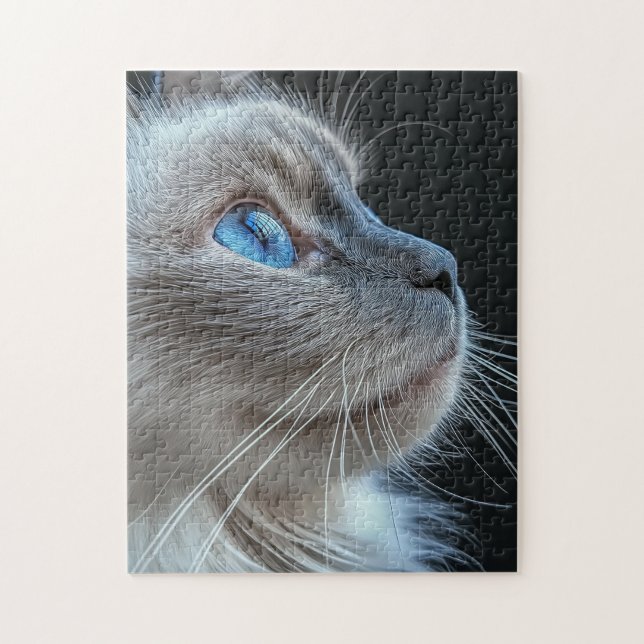 Puzzle Chat gris aux yeux bleus (Vertical)