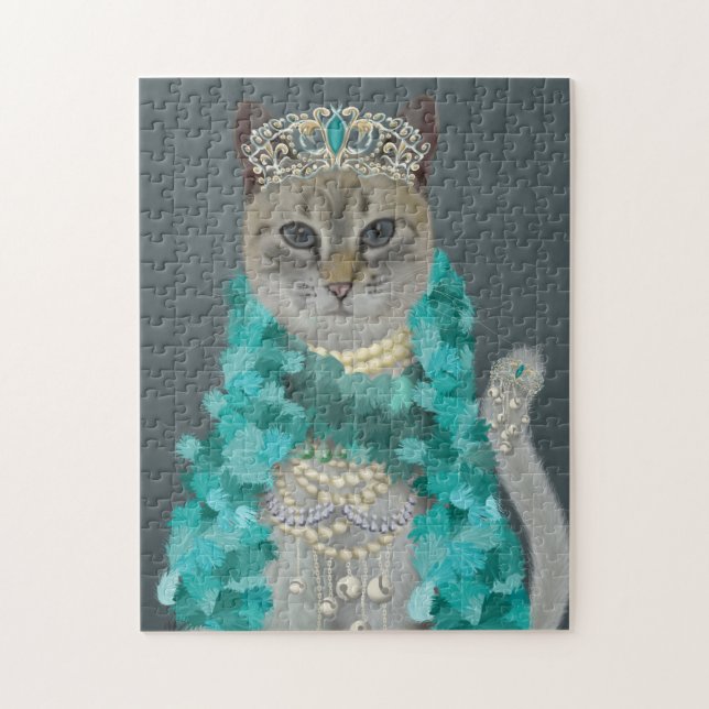Puzzle Chat gris | Orné De Portrait De Cloches (Vertical)