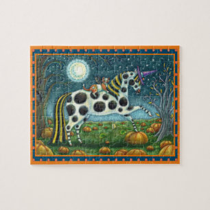 Puzzle CHAT HALLOWEEN PONY ET BAT CHAT Imaginaire Cheval