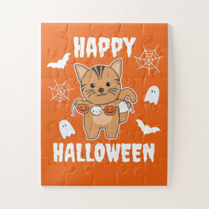 Puzzle Chat Happy Halloween Citrouille Chat costume de ch