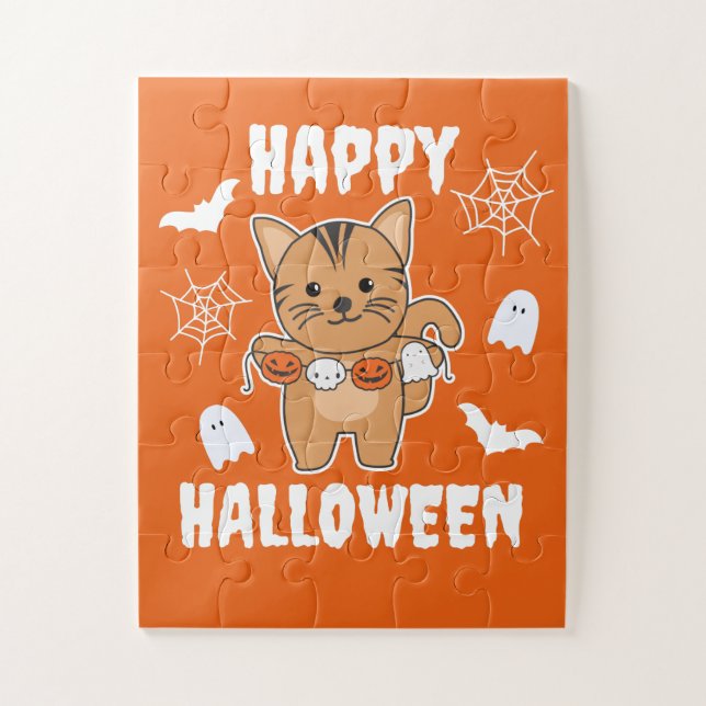 Puzzle Chat Happy Halloween Citrouille Chat costume de ch (Vertical)