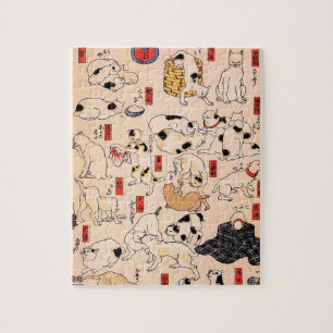 Puzzle Chat japonais par Utagawa Kuniyoshi