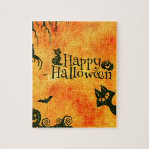 Puzzle chat joyeux halloween