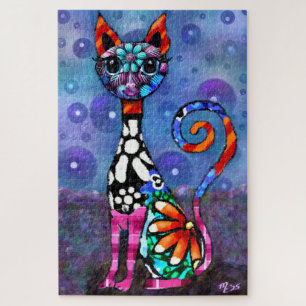 Puzzle Chat Kitty Abstrait Funky aux Grands Yeux Fantaisi