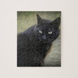 Puzzle Chat mâle noir aux yeux verts