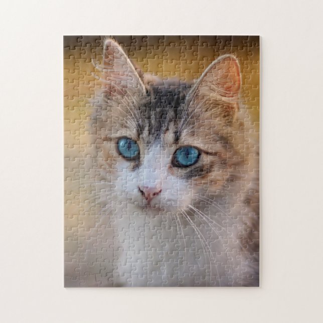 Puzzle Chat Maman Papa Kitty Lover Photo personnalisée Ph (Vertical)