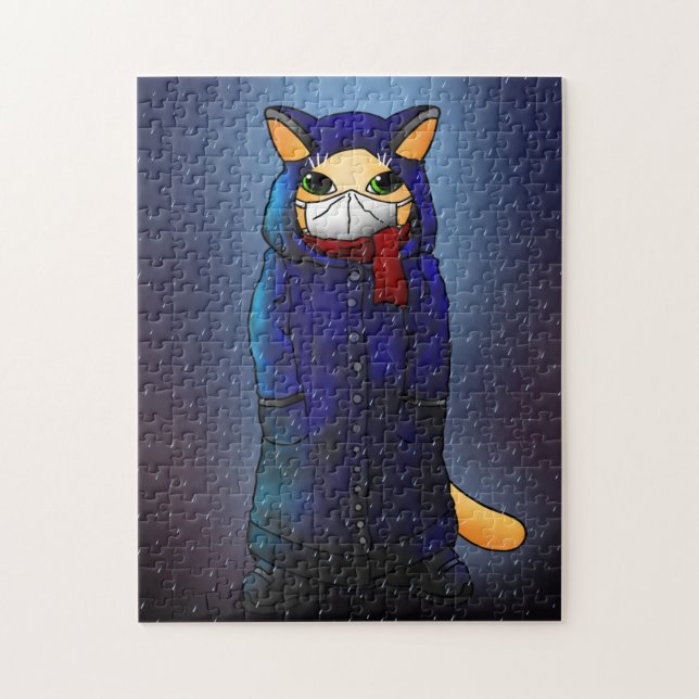 Puzzle Chat Masque Visage De Pluie De Nuit (Vertical)