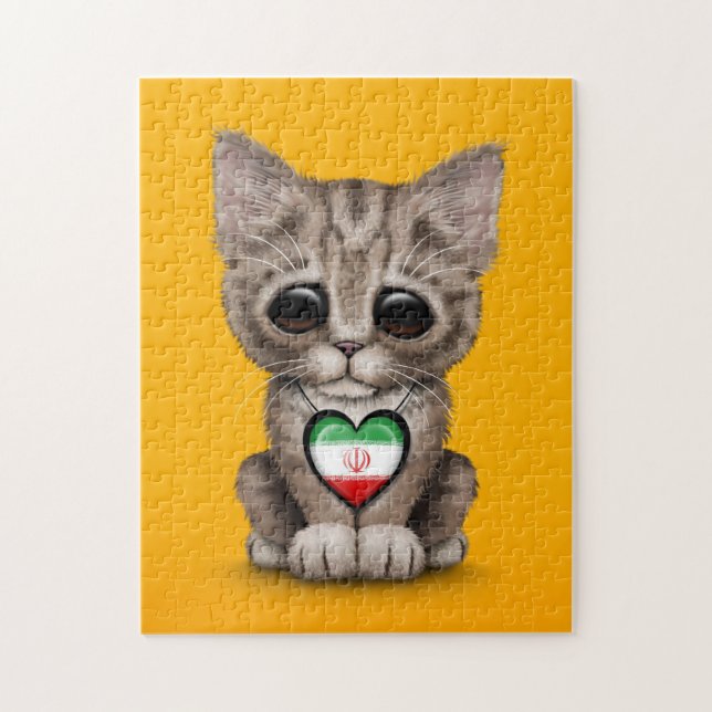 Puzzle Chat mignon de chaton avec le coeur iranien de (Vertical)