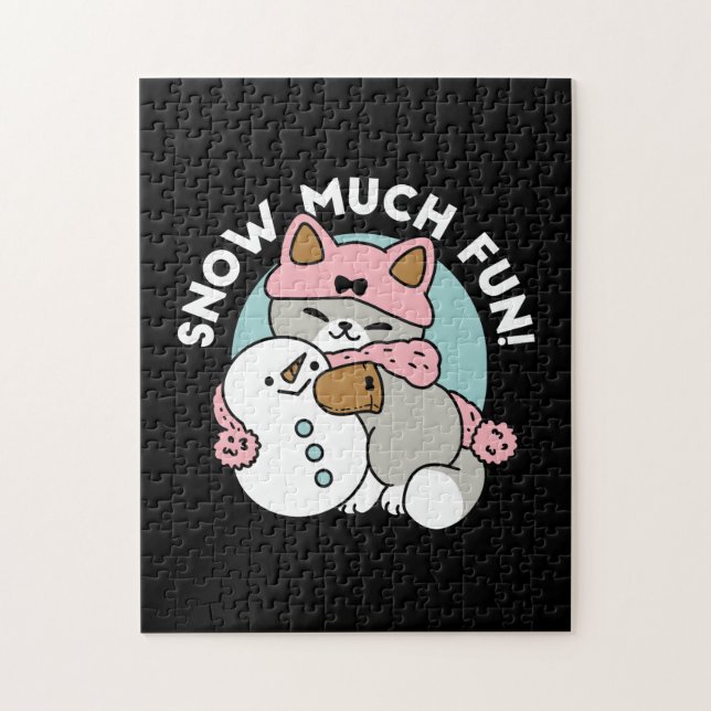 Puzzle Chat mignon en Engin à neige avec Art Snowman (Vertical)