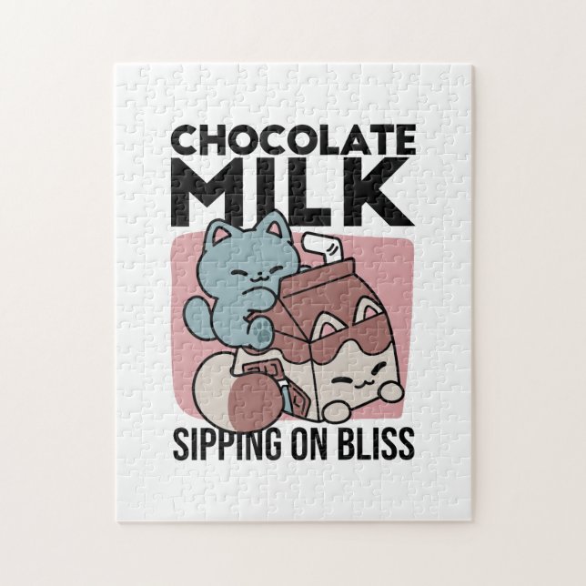 Puzzle Chat Mignon Lait Chocolat – Boisson Confortable &  (Vertical)