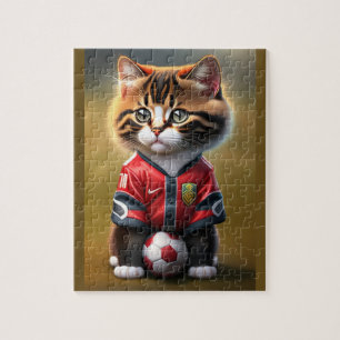 Puzzle Chat Mignonne Drôle Avec Boule De Football