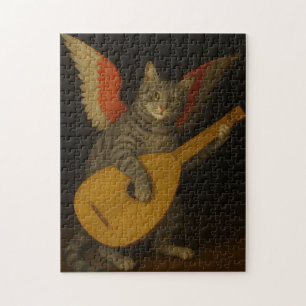 Puzzle Chat musicien ailé jouant du luth Art
