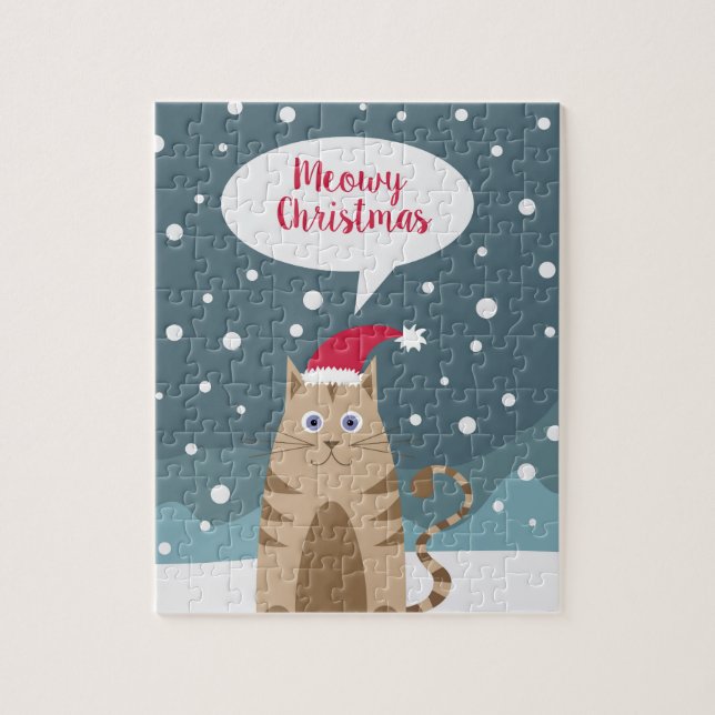 Puzzle Chat neige de Noël (Vertical)