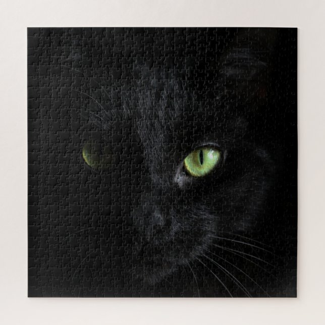 Puzzle Chat Noir aux Yeux Verts (Vertical)