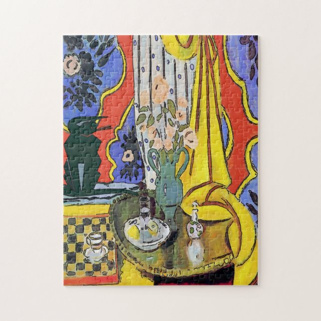 Puzzle Chat noir avec fleurs (Vertical)