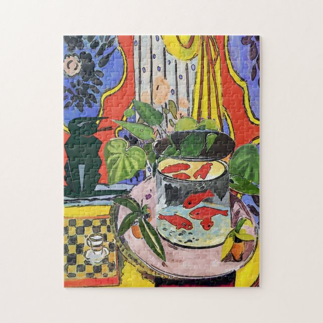 Puzzle Chat noir avec poisson d'or (Vertical)