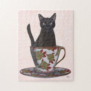 Puzzle Chat noir en Teacup