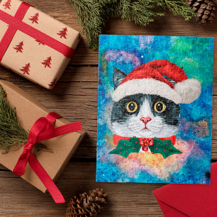 Puzzle Chat noir et blanc mignon cadeau de Noël