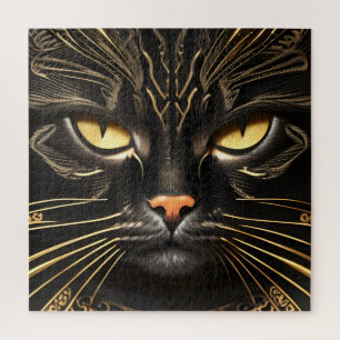 Puzzle Chat noir et or
