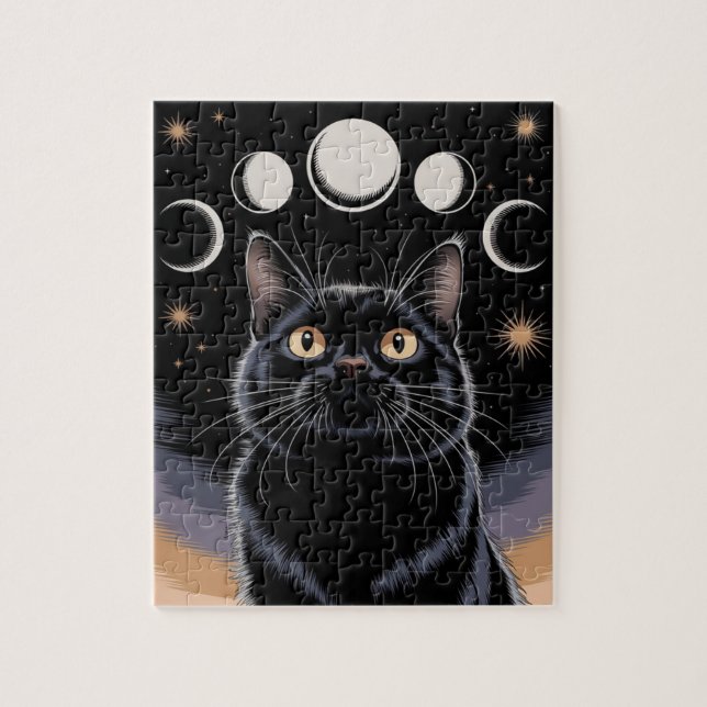 Puzzle Chat noir gothique, Cadeau gothique, Chat noir de  (Vertical)